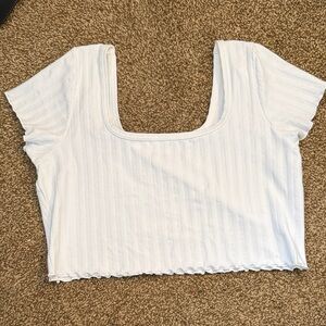 Aerie White Ribbed Crop Top